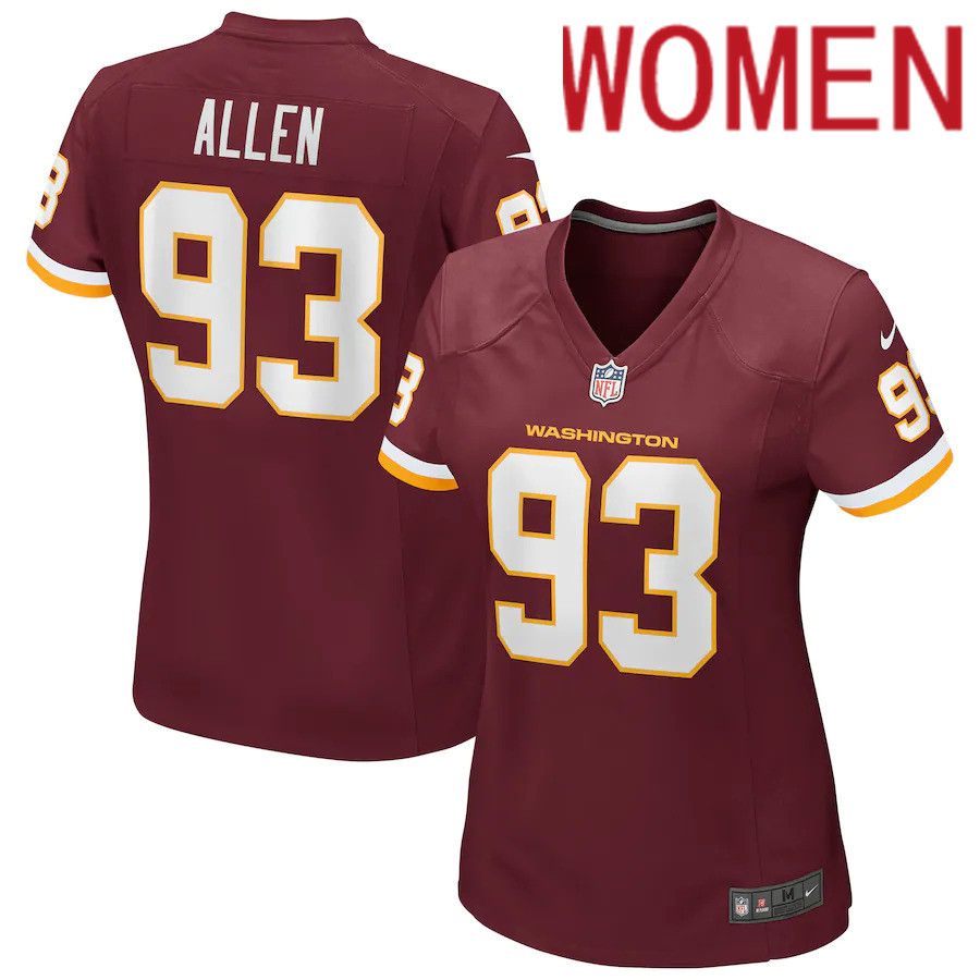 Women Washington Redskins #93 Jonathan Allen Nike Burgundy Game Player NFL Jersey-0